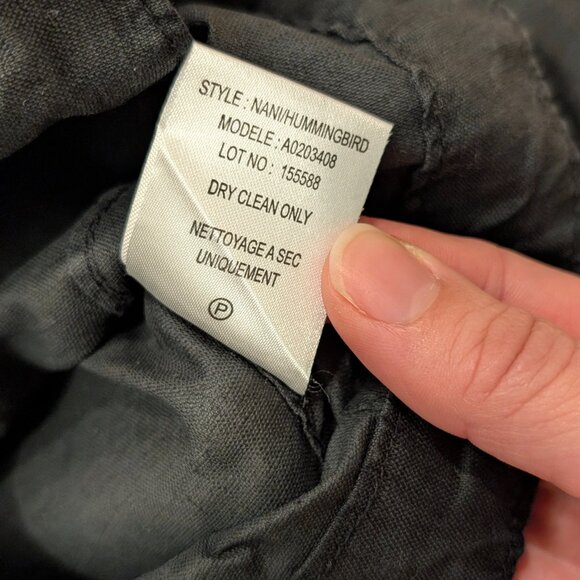 SOLD Theory 100% Linen Cropped Trench Coat Women Size P Black - Picture 6 of 11